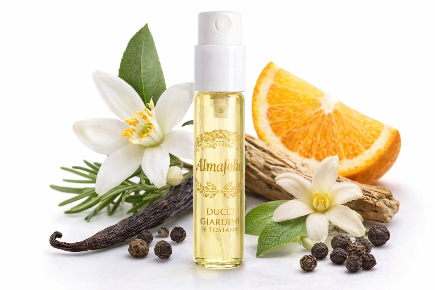 imagine cu mostre oficiale de parfum Giardini di Toscana Almafolia