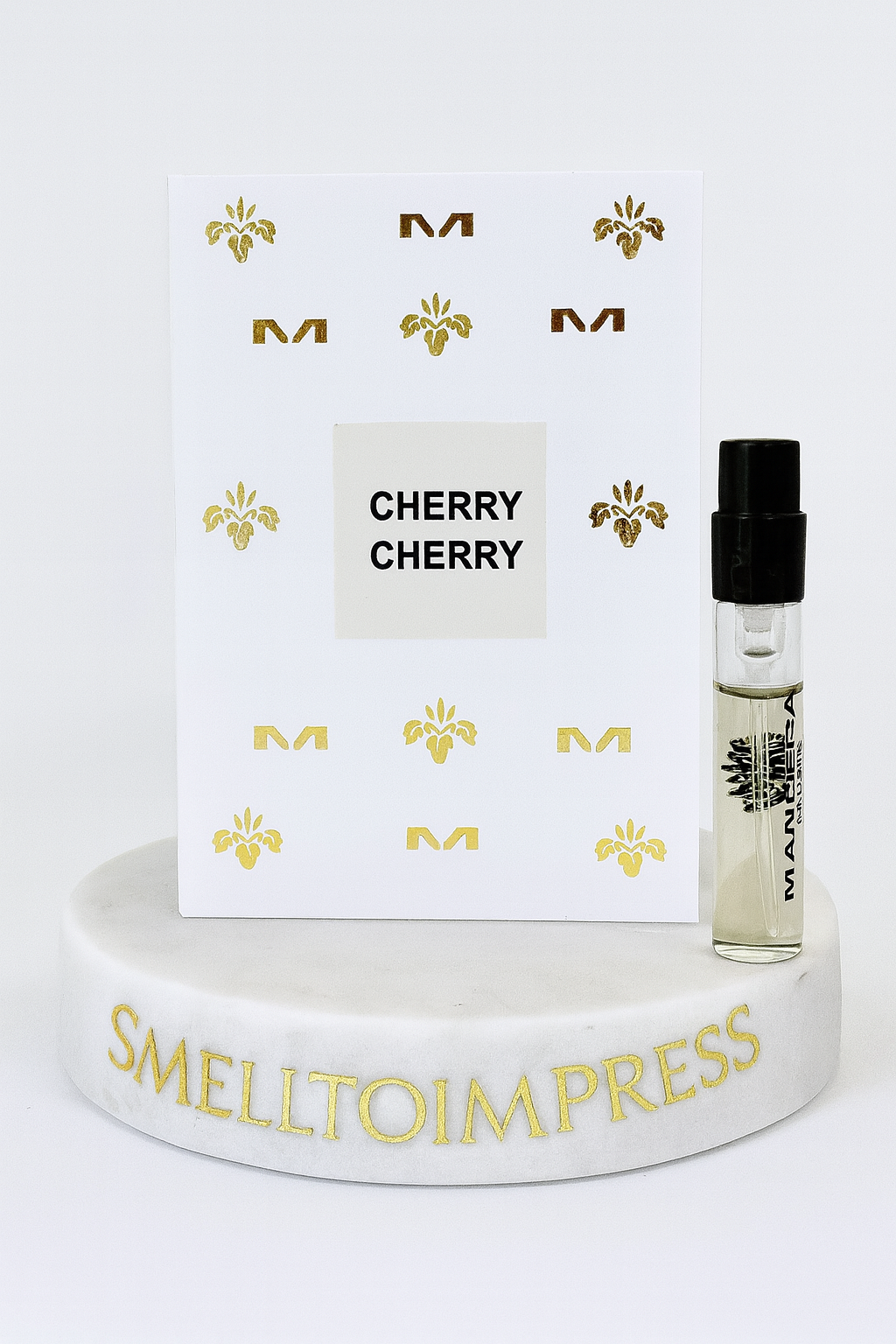 MANCERA Cherry Cherry Eau de Parfum 0,06 fl. oz. 2 ml probă oficială de parfum pe suport de marmură de lux smelltoimpress