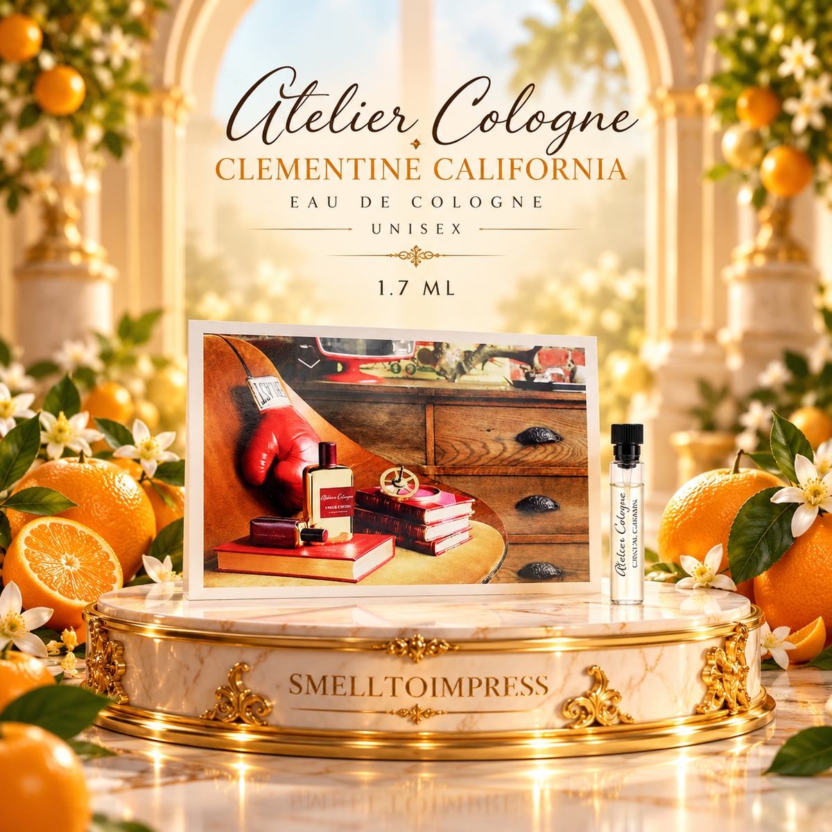 imagine cu mostră oficială de parfum Atelier Cologne Clementine California Eau De Cologne 1,7 ml