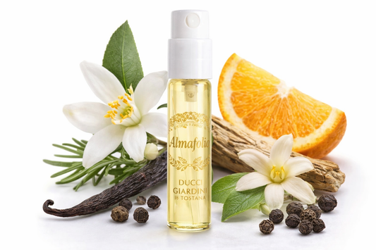 imagine cu mostre oficiale de parfum Giardini di Toscana Almafolia