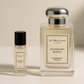 Mostră de parfum Jo Malone Raspberry Ripple 6ml, așezată lângă sticla de 100ml Jo Malone Raspberry Ripple