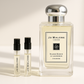 Mostre de parfum Jo Malone Silver Birch & Lavender Cologne 1ml stând lângă parfumul Jo Malone Silver Birch 100ml