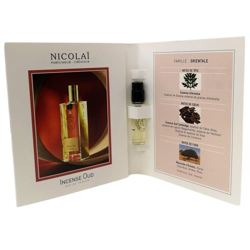 mostre oficiale de parfum ale parfumului Nicolai Incense Oud 1,8 ml 0,07 oz.